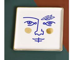 TONGS Schmuck Tablett Mittelmeer- Farbe Keramisch Schmuck Rahmen Ring Halskette Lager Teller Drucken Element Dekoration Klein Platz Teller Hochzeit Geburt