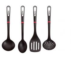 Tefal K206S4 Ingenio Küchenhelfer-Set, Kunststoff (frei von BPA), Schwarz/Silber/Rot, 0 cm, 4