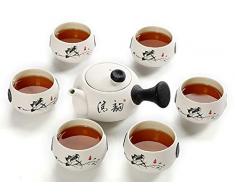 TKLLOVE Teeservice,Schneeflockenglasur Teeservice Keramik Geschenk Kung Fu Teeservice Geschenkbox für Nachmittagstee Freizeit Party Business - Qingyun Schneeteeservice (7-TLG.)