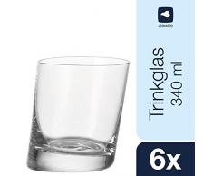 Leonardo Pisa Trink-Glas, Trink-Becher im verspielten Stil, spülmaschinengeeignete Tumbler-Gläser, 6er Set, 340 ml, 063037