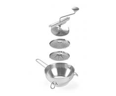 HENDI Passiermühle, mit 2 Einsätzen (ø140mm), grob und fein, 400x215x(H)175mm, Edelstahl 18/0