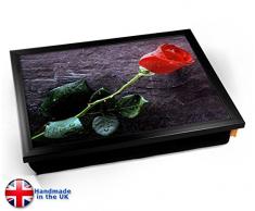 Red Rose Valentine Flower Cushion Lap Tray Kissen Tablett Knietablett Kissentablett - Schwarzer Rahmen