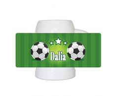 Fußball-Bierkrug mit Namen Dalia und schönem Motiv mit Fußbällen und grünem Hintergrund für Frauen - Fan-Bierkrug personalisiert - Deutschland-Krug - Bierhumpen
