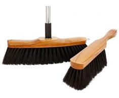 Lantelme Holz Besen und Handfeger mit Rosshaar Mischung und Teleskopstiel im Set für Zimmer Laminat und Parkett 7712