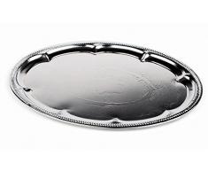 Gluecksshop 3 Stück Partyplatten Servierplatten, Edelstahl verchromt (Oval 46 x 34 cm)
