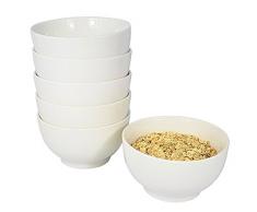 WELLGRO Müslischalen Set 6-TLG. Weiss Weiß Schalen Müsli Schale Müslischüssel - Dessertschale - Schale - Schüssel Suppenschüssel 680 ml Müslischale Porzellan Müslischüssel