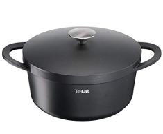 Tefal E21846 Trattoria Kochtopf, mit Gussdeckel, antihaftbeschichtet, 24 cm, schwarz