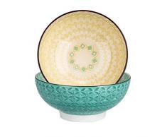 Vancasso Salatschalen, Tulip 2 teilig große Schalen Set aus Porzellan, Schalen Set, Ramen Schale, Dessertschale, Servierschalen, Suppenschalen, Schüssel, 1200ML