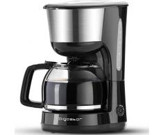 Aigostar Chocolate 30HIK - Kaffeemaschine Edelstahl, 1000watt Filterkaffeemaschine Glaskanne bis 10 Tassen, 1,25l, Warmhalteplatte, Abschaltautomatik, Tropf-Stopp, schwarz