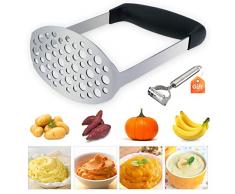 TedGem Kartoffelstampfer Edelstahl Kartoffel Stampfer,Kartoffelpresse für cremiges Kartoffelpüree, Kartoffelbrei, Gemüse und Früchte - mit Geschenk Schäler