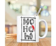 Kaffeebecher mit Weihnachtsmotiv und Spruch: Ho Ho Ho - eine coole Tasse von trendaffe - passende weitere Begriffe dazu: Weihnachtsgeschenk Weihnachten Weihnachtsmann Ho Ho Ho Frohe Weihnachten Kaffeetasse Büro Teetasse oder Becher.