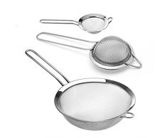 Küchensieb Mehlsieb, Infreecs Feinmaschiges Sieb Set 7/12/18 cm, Küchensieb aus Edelstahl Küchensieb-Set, 3-teilig