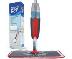 Fixget Sprühwischer, 300ML Bodenwischer mit Sprühfunktion mit Sprühdüse, Bodenwischer mit Sprühfunktion für schnelle Reinigung, Spray Mop Wischmopp mit Wassertank und 2-Mikrofaserbezug (Rot)