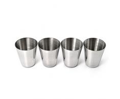 Shot-Gläser im 4er Set, Edelstahl Schnaps-Becher, Stamperle 25ml