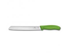 Victorinox Swiss Classic Brotmesser mit Wellenschliff, 21 cm Klinge, Rostfrei, Edelstahl, Spülmaschinengeeignet, grün