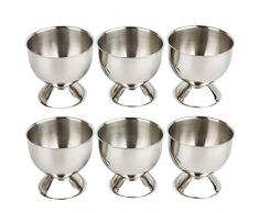Weicher Eierhalter aus Edelstahl, 6 Stück, inkl. 1 Eieraufsatz, 2 Eierbecher, 2 Eierlöffel und 1 Eiertrenner egg cups