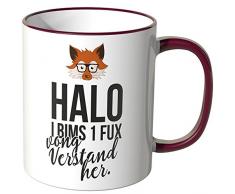 JUNIWORDS Tasse - Wähle eine Farbe -Halo i bims 1 fux vong Verstand her. - Bordeaux