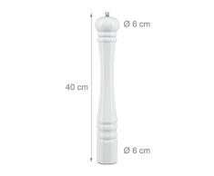 Relaxdays 2 x Pfeffermühle aus Holz im Set, manuell, Gewürzmühle oder Salzmühle 40 cm, mit Keramikmahlwerk, nachfüllbar, schwarz/weiß