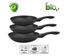 FRX VL 3 TLG. Pfannenset Schwarz Bratpfannen Keramik Pfanne Set Induktion Antihaft Beschichtung Bratpfannenset (Schwarz)