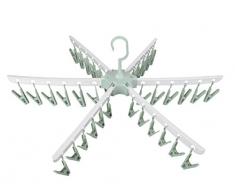 Enko Klappbare Mini-Wäschespinne Trockner Wäscheständer mit 36 Wäscheklammern Trocknend Kleiderbügel für Unterwäsche Socken Handschuhe. (Grün)