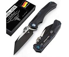 Bullhead® Patentiertes Taschenmesser mit Zweihand & Einhandmodus | extra scharfes Premium Klappmesser | Einhandmesser | Zweihandmesser- Modus | D2 Messerstahl | Outdoormesser