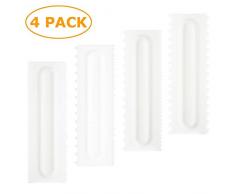 hellomagic 4 Stück Kuchen Schaber Kuchen Dekorieren Kamm Buttercreme Glätter Schaber Backwerkzeug für Küche