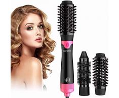 Damenie Haartrockner,Upgrade 2 in 1 Haarstyler & Volumizer, Stylingbürste mit 2 Austauschbaren Bürste,Abnehmbarer Negative Ionic Haarglätter Bürste & Curl Bürste