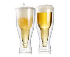 infactory Geschenk-Biergläser: Doppelwandiges Bierglas, 0,2l im 2er-Set (Doppel-Bierglas)
