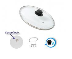 Kerafactum Pfannendeckel Topfdeckel Glasdeckel Universal Deckel für Topf und Pfanne gehärtetes Qualitätsglas Kochdeckel mit Dampfregler Glassdeckel Edelstahlrand Töpfe & Pfannen Griff Black 26 cm