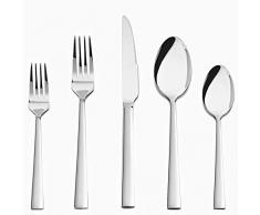 TEAMFAR Besteck Set, 30-teilig Edelstahl Besteckset Essbesteck für 6 Personen, Stilvoller Besteck mit Messer/Gabel/Löffel für Haushalt/Küche/Camping, Hochglanzpoliert & Spülmaschinengeeignet