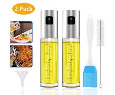 GeeRic[2 Stück Öl Sprayer,Öl Spritze Ölsprüher öl Sprüher Flasche mit gratis Tube Bürste und Trichter Öl Sprühflasche Auslöser Öl Sprüher für Kochen, BBQ, Grillen, Pasta, Salate, Backen (100ml)