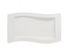 Villeroy & Boch NewWave Servierplatte, eckiger Servierteller, mit geschwungenen Linien, Premium Porzellan, spülmaschinengeeignet, weiß, 49 x 30 cm