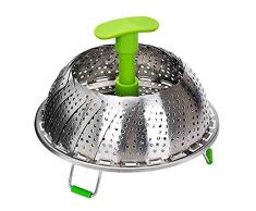 Faneli Edelstahl Dampfgarer Dampfgarer Einsatz für Topf, mit Anti-heiß ausziehbarem Griff und rutschfesten Beinen,faltbar Dampfeinsatz für Veggie Fisch Meeresfrüchte Kochen（Blattform）