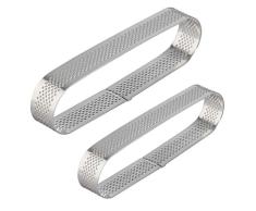 Hemoton 2 Stücke Kleine Tortenring Oval Kuchenring Edelstahl Dessertring Backring Speiseringe Ausstecher Ring Mousse Ring Dessert Form Ausstechform für Keks Gebäck Plätzchen