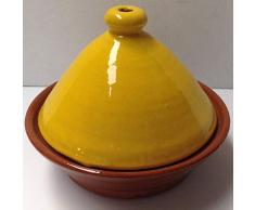 Feuerfester Ton tajine, mit Platte 22 cm Durchmesser, gelb