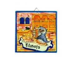 Fliese Beruf in Keramik, Fliesen mit Sublimationsdruck mit Prägung der Beruf des Philosoph, Ornamentik mm12 Menümesser Abmessungen: altezza10 cm, larghezza10 cm Dicke 6 mm.