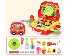 ETbotu Kindergeschirr Kochset,Tisch Rollenspiel Koffer Spielzeugset 606 Grillkoffer