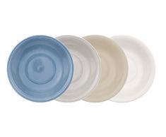 vivo by Villeroy & Boch Group Color Loop Suppenteller, 4er Set, Durchmesser 24,5 cm, Premium Porzellan, Bunt
