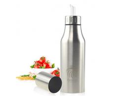 Öl Flasche Edelstahl Öl & Essig Spender Ölbehälter Auslaufsicher Ölflasche, Liquid Zutatenspender Flasche Staubdicht Silber Novata (750ML)