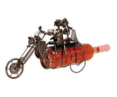 Extravaganter Wein Flaschenhalter Motorrad mit Paar aus Metall Höhe 23 cm Breite 36 cm