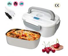 Nifogo Elektrische Lunchbox 2 in 1 Speisenwärmer Edelstahl Warmhaltebox Tragbare Food Box für Haushalt und Auto (Grau)