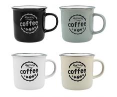 com-four® 4X Kaffeebecher Morning Coffee im Vintage-Design - Kaffeetasse aus Keramik für zu Hause und Büro (04 Stück - Morning Coffee)