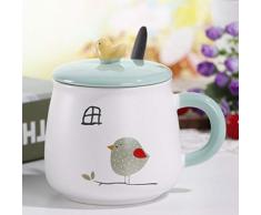 MugDisne qecdp* Keramiktasse Handgemalte Keramikschale der Grammschalen-Karikatur mit Deckellöffel-Frühstücksschale(225ml-325ml)