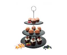 Etagere 3 Stöckig Ø30cm aus Schiefer Kuchenplatte Kuchenständer Servierständer