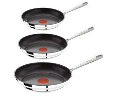 Tefal Jamie Oliver Pfannenset, 3-teilig, bestehend aus E85602 20cm, E85604 24cm, E85606 28cm, Edelstahl