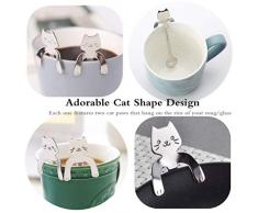 1 Stück Katze Kaffeelöffel Silber Nachmittagsteelöffel Edelstahl Hängende Tasse Löffel Geschirr Dessert Zuckerlöffel Rührlöffel von SamGreatWorld