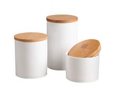 OnePine 3er Set Vorratsdosen Keramik mit Bambusdeckel Vorratsdose Kaffeedose Teedose - Keramik Aufbewahrungsdosen für Tee Kaffee Bohne Zucker Gewürz Nüsse Korn