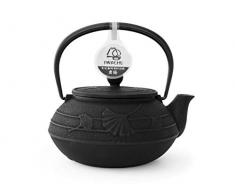 Iwachu Teekanne Gusseisen. Japanische Kyusu Ginkgo Original, Schwarz 650ml, 0,65 Liter Siebeinsatz Edelstahl. Innen Emailliert, alle Teesorten