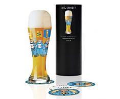 RITZENHOFF Weizen Weizenbierglas von Thomas Marutschke, aus Kristallglas, 500 ml, mit fünf Bierdeckeln