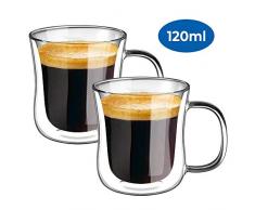 ecooe Doppelwandige Espressotassen Espresso Glaser Set 2-teiliges 120ml(Volle Kapazitat)
